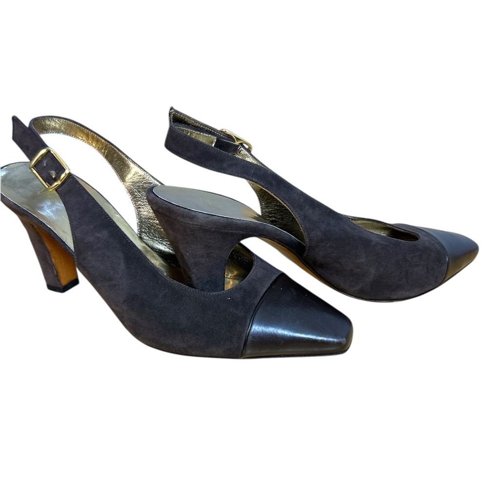 Bruno Magli Brown Slingback Heels with Adjustable Strap